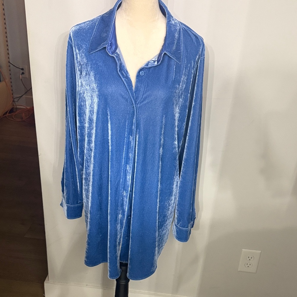 Soft Surroundings Royal Blue Velvet Shirt